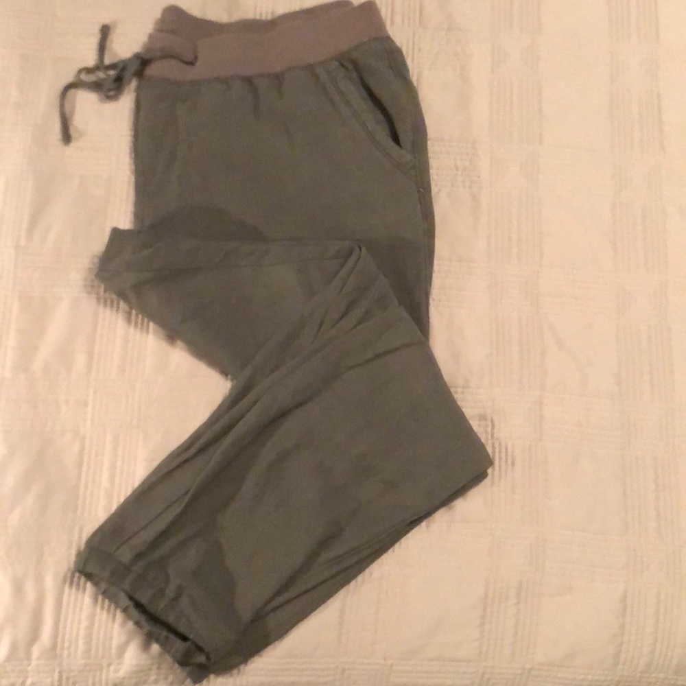 Army green linen pants